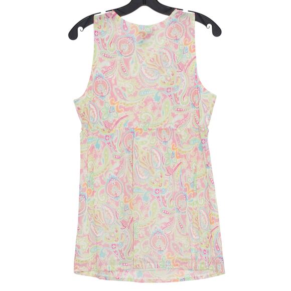 Tank Top Sheer Paisley Floral Y2K Preppy Cottage Boho 90s Retro Pink Green Large - Picture 4 of 4